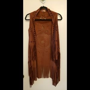 Lazer-cut Faux Suede Vest